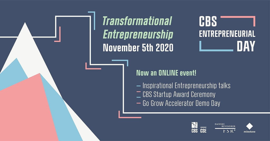 PRESSEMEDDELELSE: Discover the theme of “Transformational Entrepreneurship” at CBS Entrepreneurial Day 2020 the 5th of November