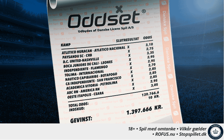 PRESSEMEDDELELSE: Mod alle odds – 11 uafgjorte fodboldkampe udløser milliongevinst