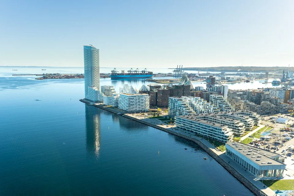 Aarhus Ø og havnen – maratonruten går ud på Aarhus Ø ved km 17–20